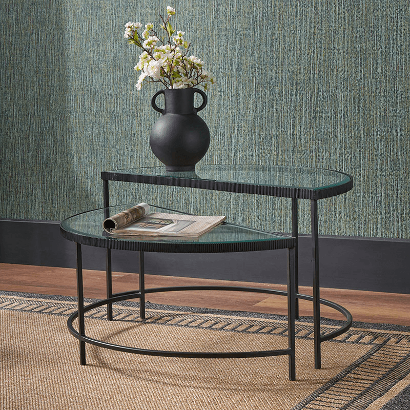 Marazzi Set of 2 Half Moon Coffee Tables, Black