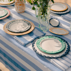 Image showing the Stripe Tablecloth, W170 x L240cm, Cornflower Blue product.