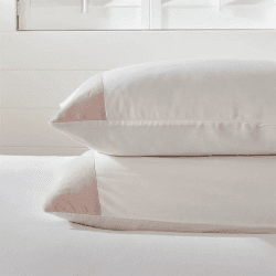 Image showing the Portobello Super King Pillowcase, White/Petal product.