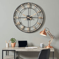 Image showing the Metal Skeleton Clock, D80cm, Antique Bronze & Gold product.