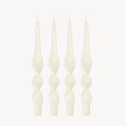 Image showing the Swirl Set of 4 Dinner Candles, H28cm, Ivory product.