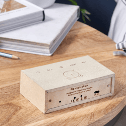 Image showing the Flip Click Clock, L11.5 x W7 x H3.6cm, White Maple product.