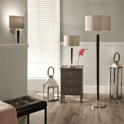 Image showing the Lowry Floor Lamp, H161cm, Brushed Silver and Matt Black product.