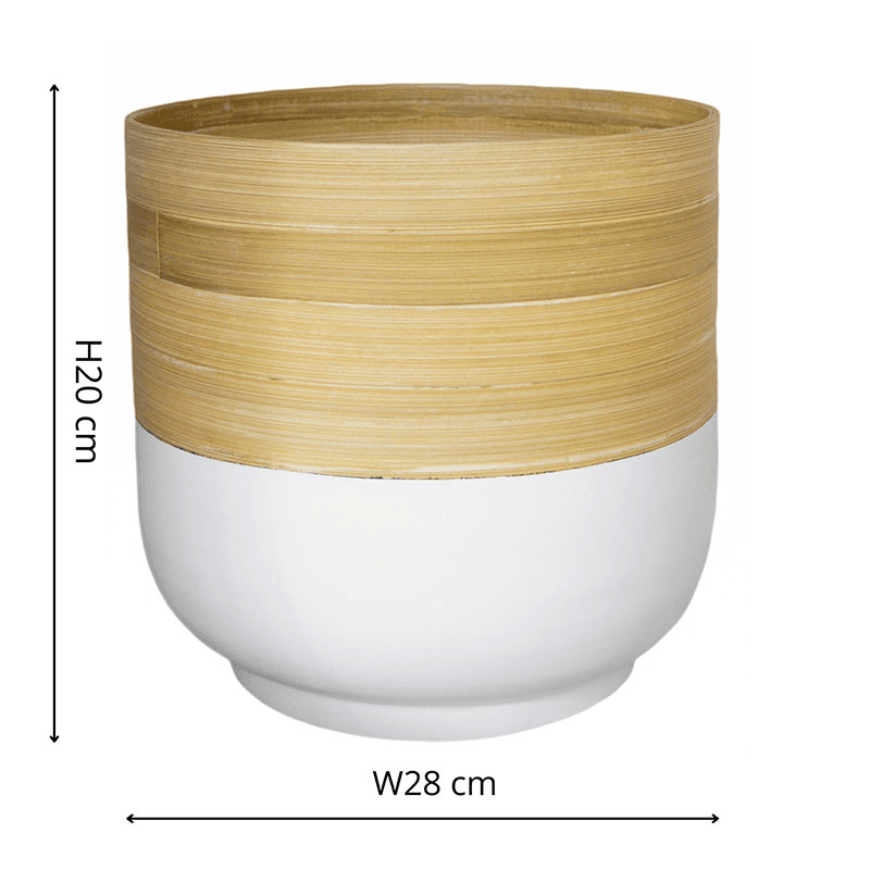 Bamboo Planter, H20 x W28 x D28cm, White
