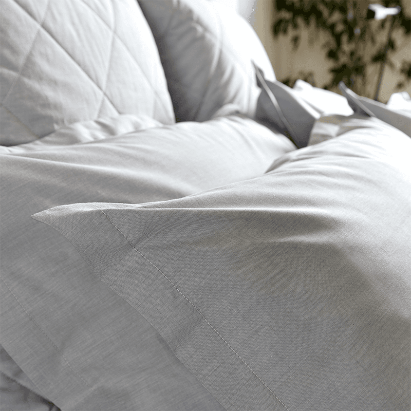 Stornoway Chambray Fitted Sheet, Double, Silver