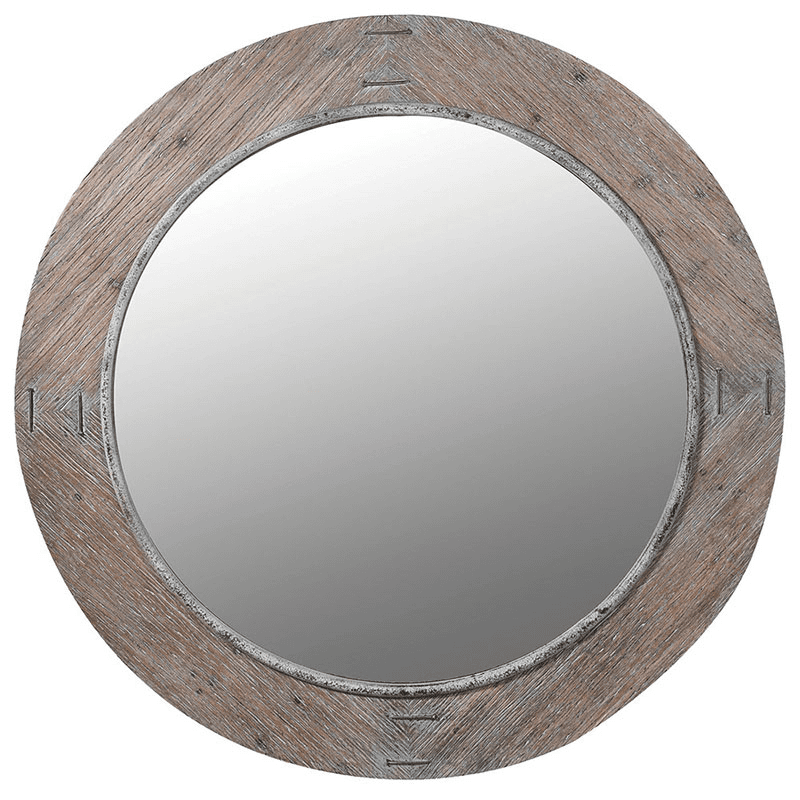 Round Mirror, D110cm, Wooden Edge