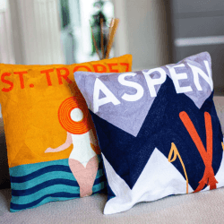 Image showing the Aspen Cushion, 45 x 45cm, Grey/Navy product.
