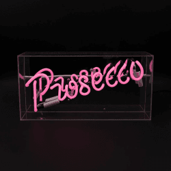 Image showing the Neon Box Prosecco Glass Sign, H38 x W19cm, Pink product.