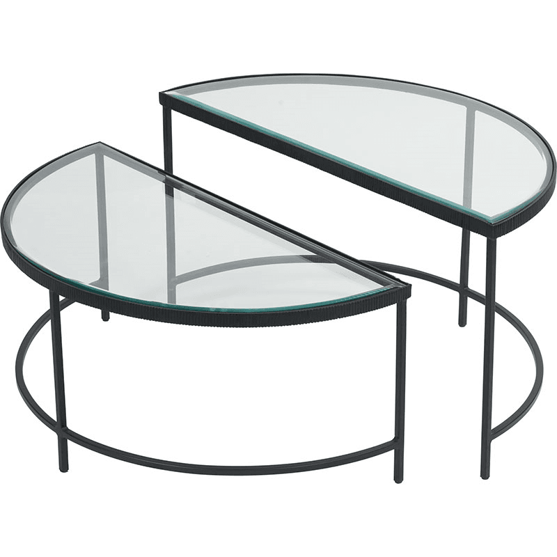 Marazzi Set of 2 Half Moon Coffee Tables, Black