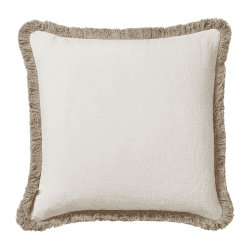 Image showing the Stonewashed Linen Cushion Cover with Fringing, 51cm, Off White product.