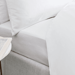 Image showing the 400Tc Cotton Sateen Super King Fitted Sheet, White product.