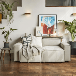 Image showing the Model 03 2 Seater Linen Sofa, Pumice product.