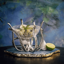 Image showing the Octopus Stand with Glass Bowl, L20 x W19 H17cm, Silver product.