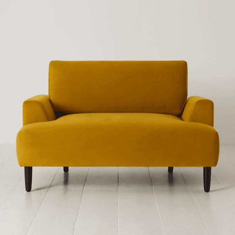 Model 05 Velvet Love Seat, Mustard