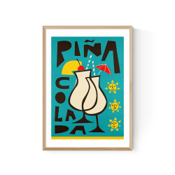 Image showing the Fox and Velvet Pina Colada Art Print, H61.5 x W44cm, Turquoise product.