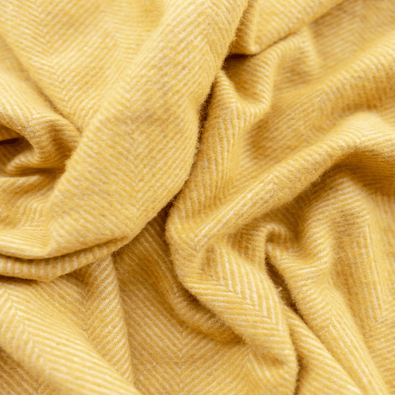 Herringbone Wool Blanket, 145 x 190cm, Mustard Herringbone