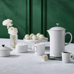 Image showing the Stoneware Cafetiere with Metal Press, 1L, White product.