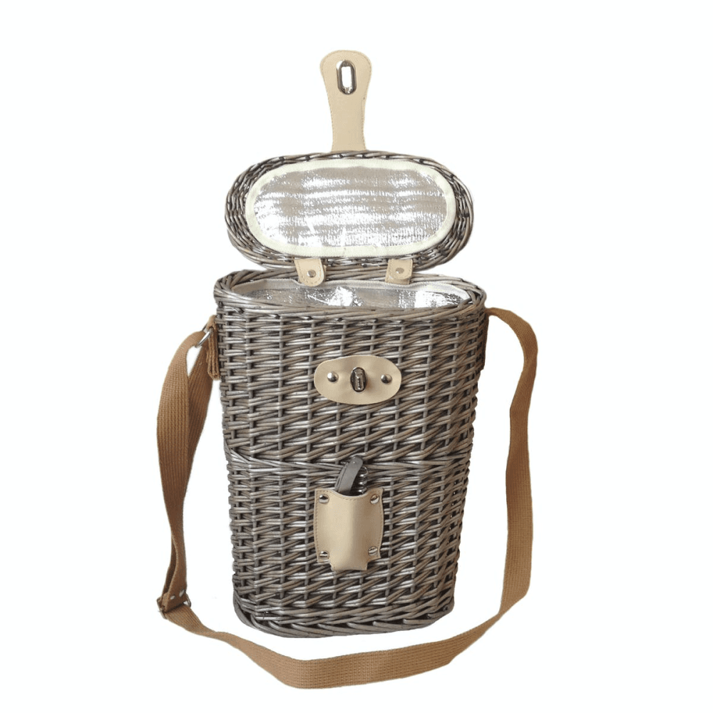 2 Bottle Chilled Carry Basket, Brown