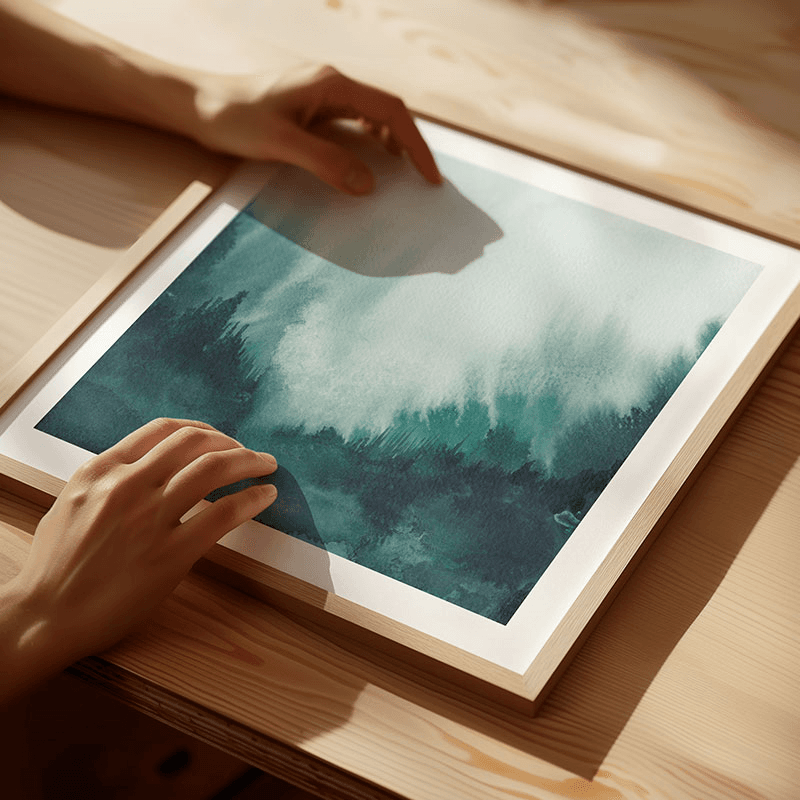 Beneath Square Signed Print, 30 x 30cm, Teal