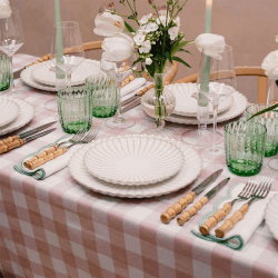Image showing the Gingham Tablecloth, 150 x 300cm, Light Pink & White product.