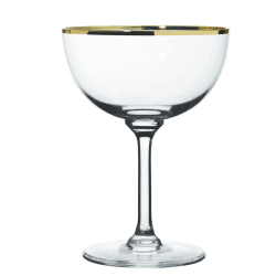 Image showing the Gold Rims Set of 2 Crystal Champagne Saucers, 150ml, Clear/Gold product.
