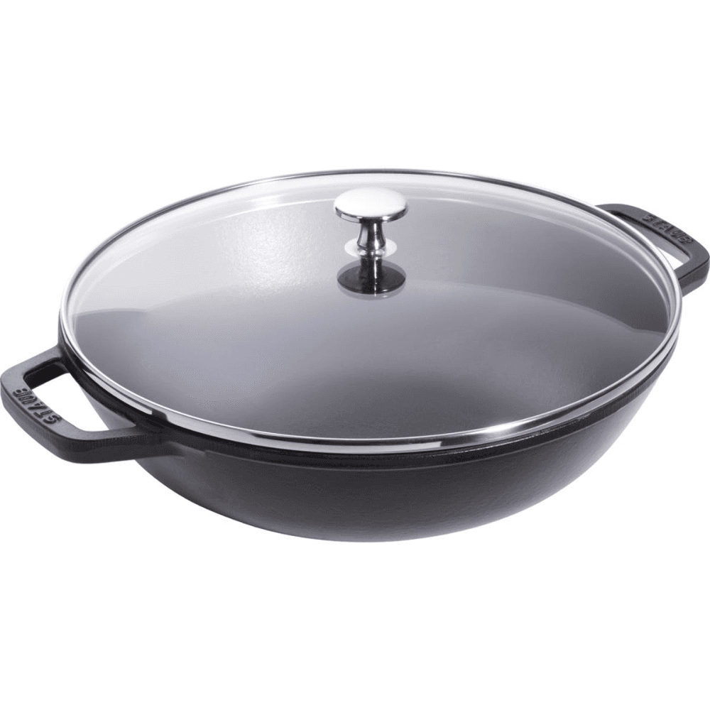 Wok with glass lid, 37cm, Black