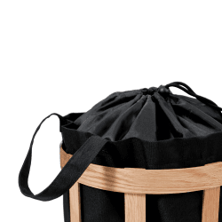 Image showing the Laundry basket cage, H63 x W31 x D31cm, Black/Oak product.