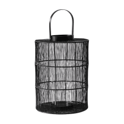 Image showing the Portofino Wirework Lantern with Glass Insert, H34cm, Black product.