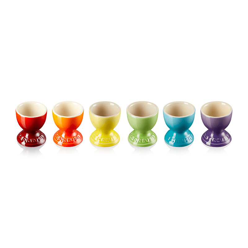Stoneware Set of 6 egg cups, Rainbow