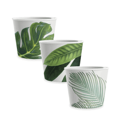 Image showing the Amazon Floral Melamine Set Of 3 Ice Cream Bowls, D11.5cm, Green product.