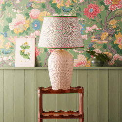 Image showing the Empire Straight Shade Polka Dot Paper By GP & J Baker, 30cm, Pink/Green product.