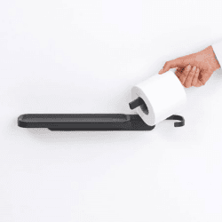 Image showing the MindSet Toilet Roll Holder with Shelf, Mineral Infinite Grey product.