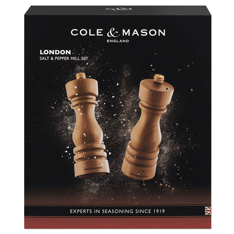 London Salt & Pepper Mills, 180mm, Natural Beech