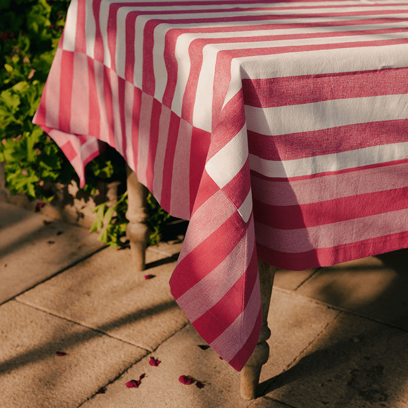 Stripe Tablecloth, W170 x L240cm, Punch Pink