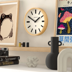 Image showing the Bali Wall Clock Ocean Dial, 30cm, Light Bamboo product.