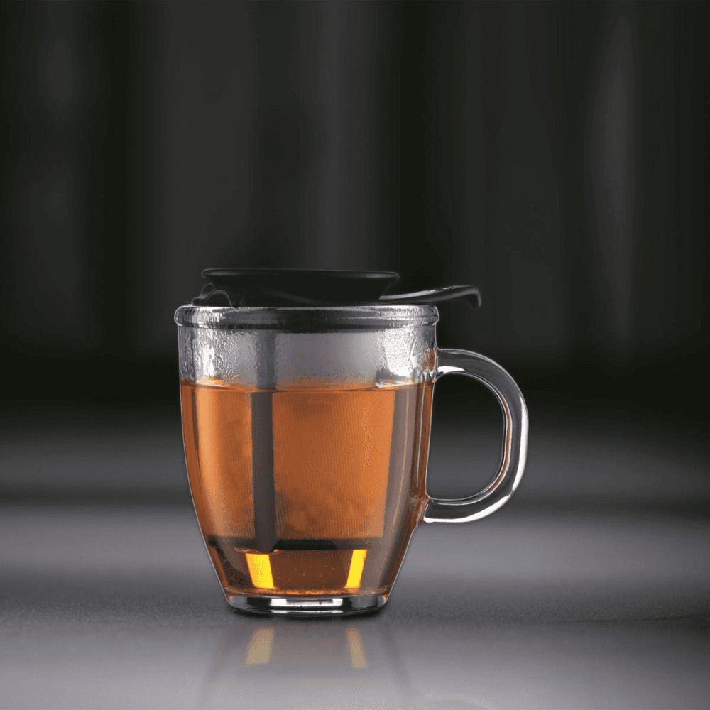 Yo-Yo Mug and tea strainer, 35cl, Black