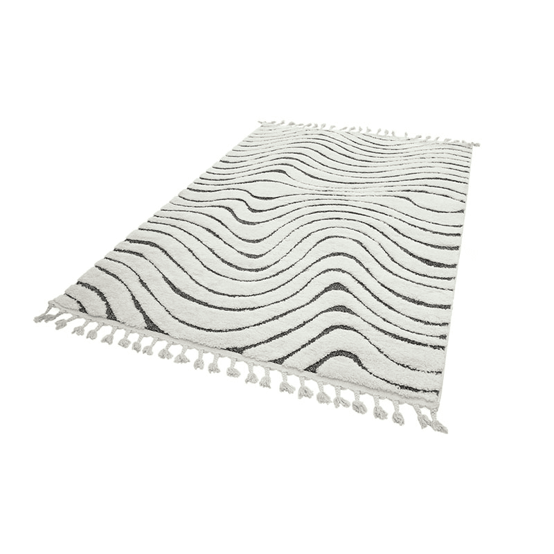 Arianna ripple shaggy moroccan rug, 160 x 230cm, Cream