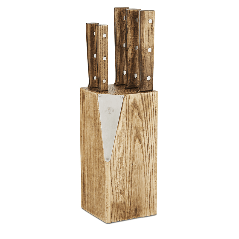 Hoxton Vintage 5 Piece Knife Block Set, Ash