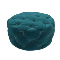Image showing the Georgette, Round Footstool, Deep Turquoise Cotton Matt Velvet, Deep Turquoise product.