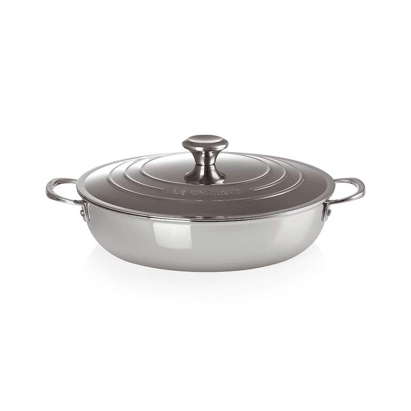 Signature Uncoated Shallow casserole with lid, 30cm, Stainless Steel