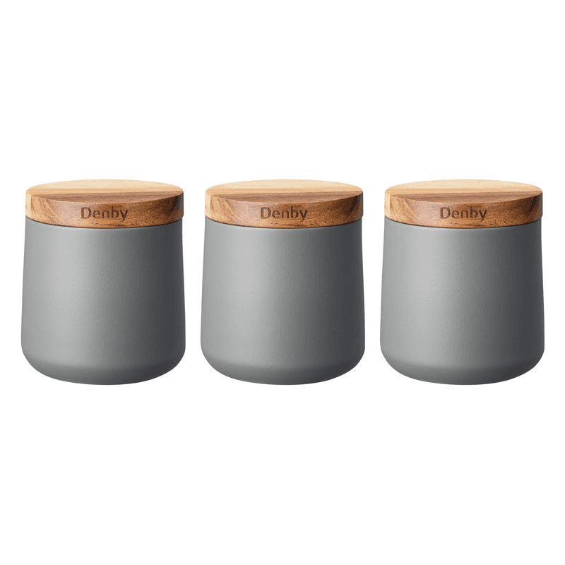 Set of 3 Storage Canisters, D11 x H10cm, Grey