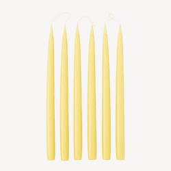 Image showing the Set of 6 Tapered Dinner Candles, H35cm, Pale Yellow product.
