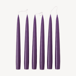 Image showing the Set of 6 Tapered Dinner Candles, H25cm, Violet product.