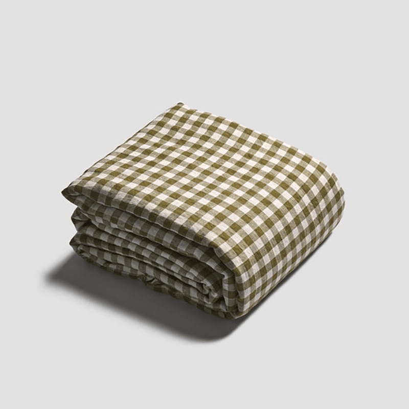 Gingham King Size Duvet Cover, Botanical Green