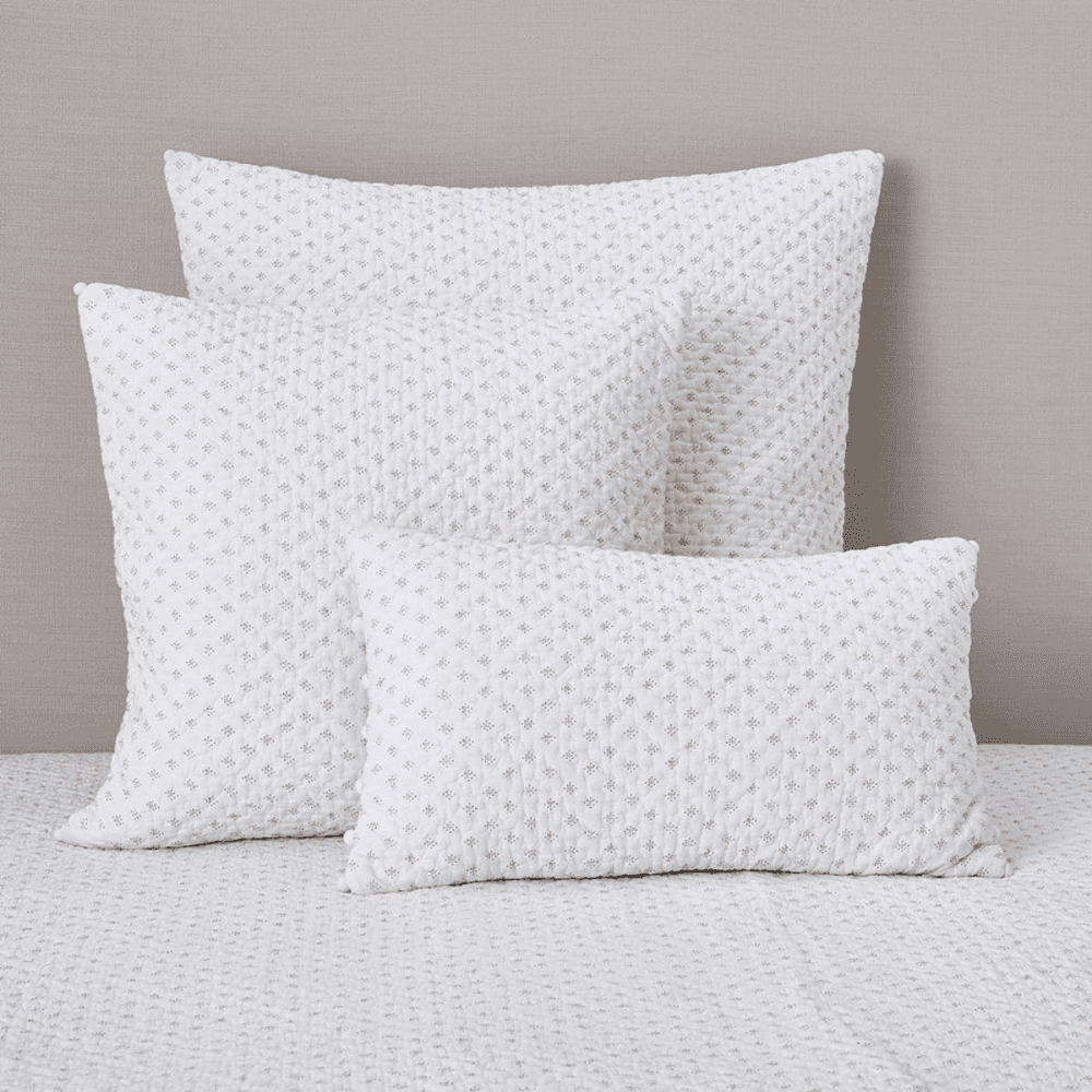Brittany Large square cushion cover, H65 x W65cm, White/Grey