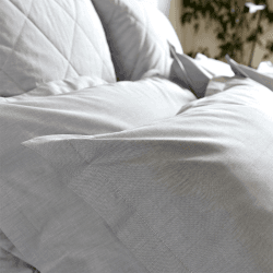 Image showing the Stornoway Chambray Fitted Sheet, Double, Silver product.