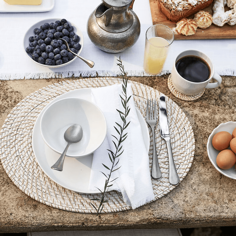 Oval rattan charger, W48 x L36cm, White Washed