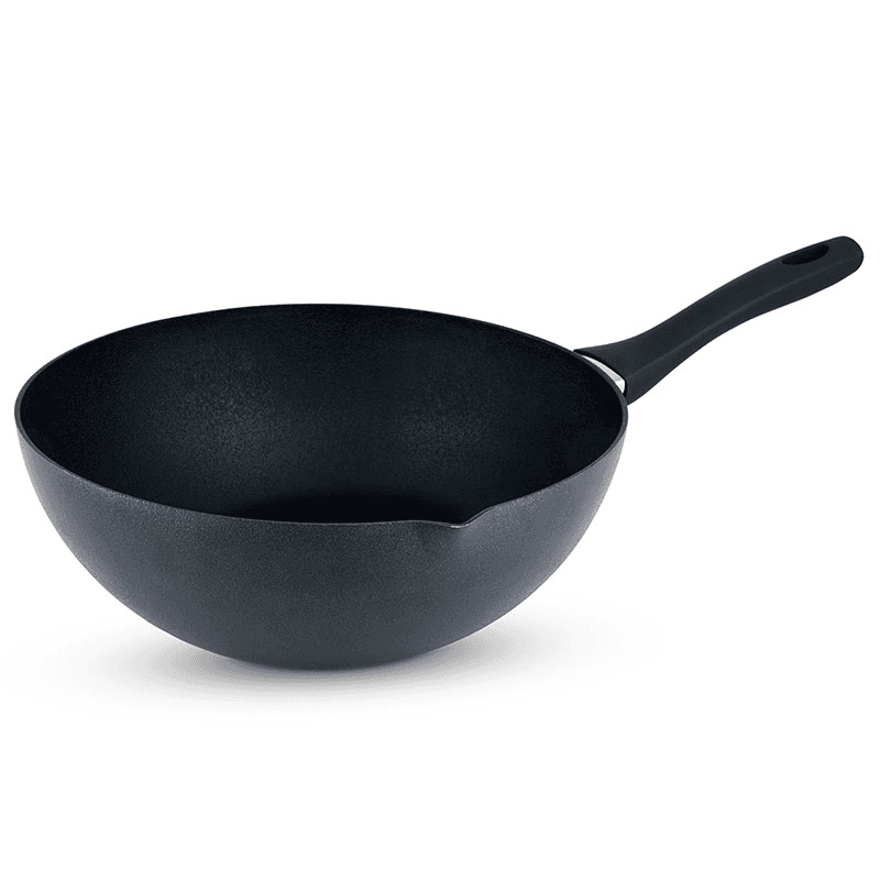 Non-Stick Pressed Aluminium Wok, 30cm, Black