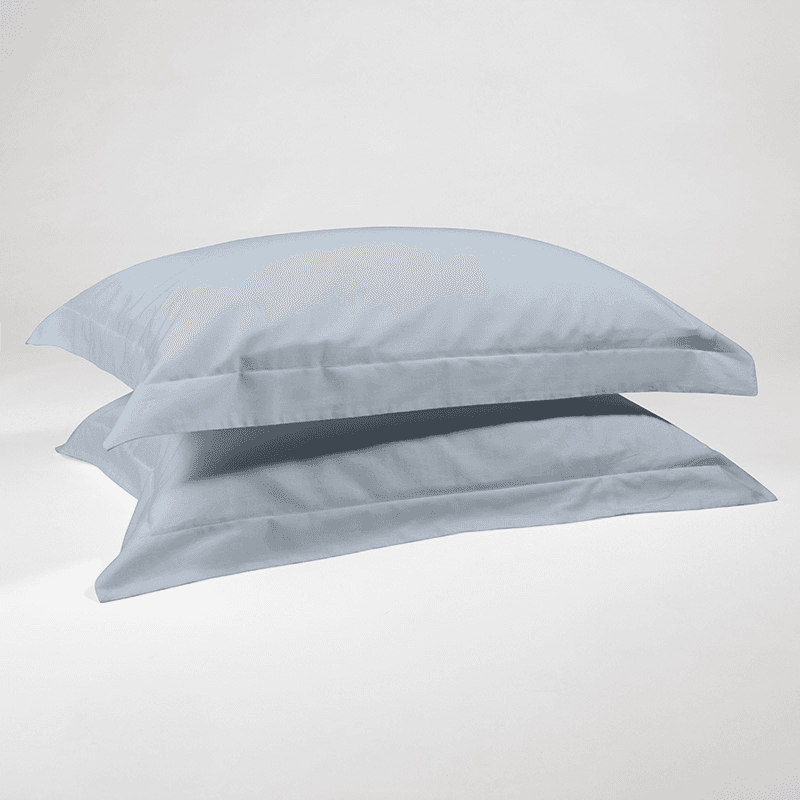 The Edged 300 Thread Count Sateen Border Pair of Pillowcases, Standard, Nordic Sky