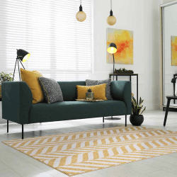 Image showing the Muse Modern Geomeric Chevron Rug, 120 x 170cm, Yellow product.